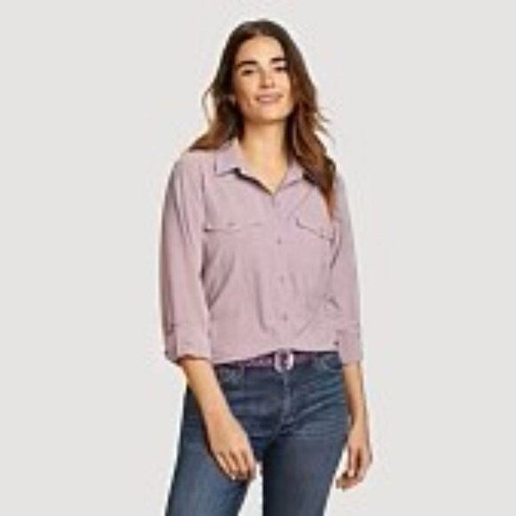 NWT Eddie Bauer Women's Dusty Iris Departure Long-Sleeve Shirt - Picture 2 of 16